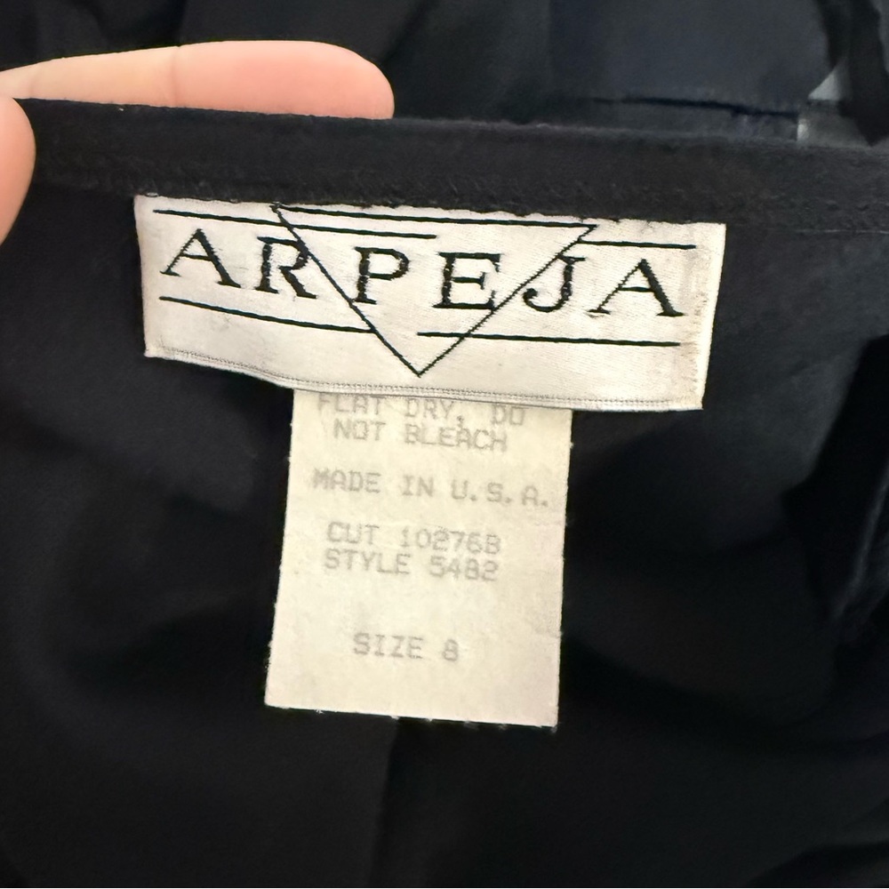 Vintage Arpeja Black Open-Back V-Waist Midi Dress Size 8 Black - Picture 7 of 11
